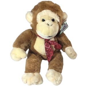 Cuddle Wit Monkey Red Bandanna Stuffed Animalmal Plush 12 In Golden Brown Tags